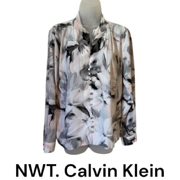 Calvin Klein Tops - NWT Calvin Klein Blouse in Blush/Gray  GORGEOUS   MEDIUM/PETITE       #L